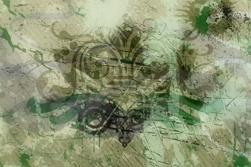 Abstract grunge background with floral elements