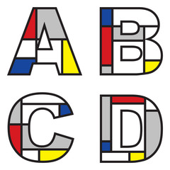 mondrian alphabets - part of a full set
