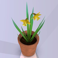 Flower in a pot. Image contains a Clipping Path