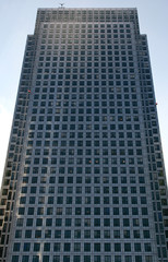 Fototapeta na wymiar looking up a very tall steel office building
