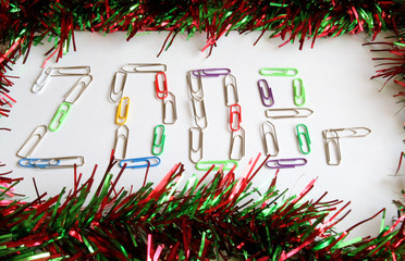 Number 2008 made from the office clips