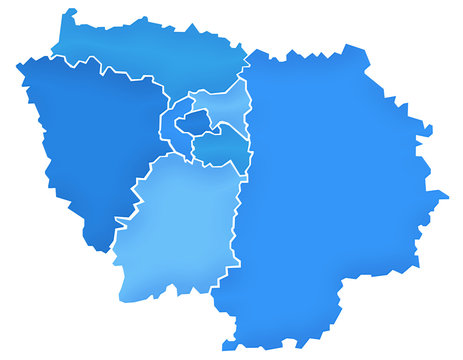 Fototapeta Carte Ile-de-France Camaieu Bleu