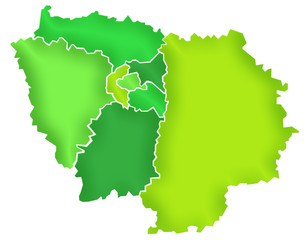 Carte Ile-de-France Camaieu Vert