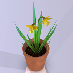 Flower in a pot .Image contains a Clipping Path