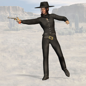 Cowgirl #08, wild west series, with clipping path