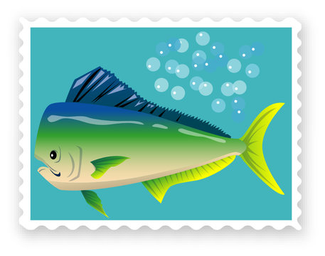 Briefmarke mit Fisch-Vector