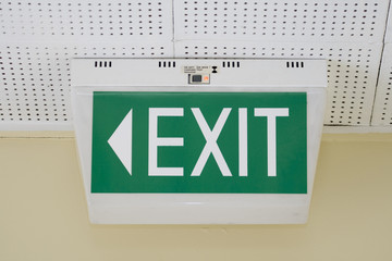 Ceiling Mounted Exit Sign with pointing arrow