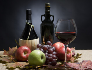 Obrazy na Szkle  Wino i winogrona