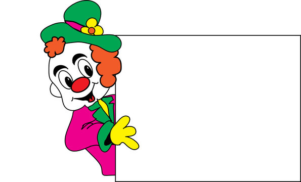 clown with whiteboard