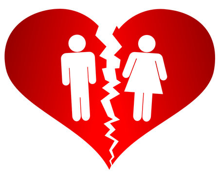 Couple dans un coeur bris&eacute;