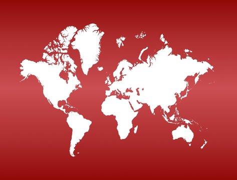Detailed world map on red gradient background