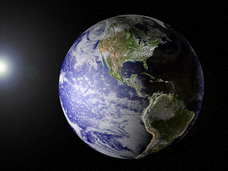 Our planet in space with clipping path (America view)
