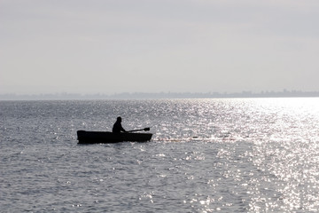 Silhouette of the fisherman