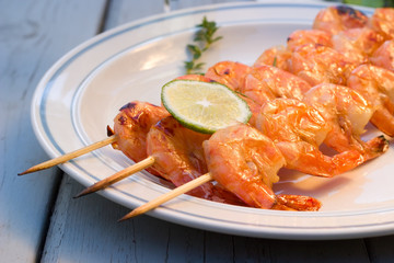 Grilled shrimps served