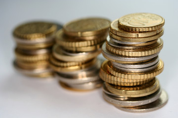 Europe coins on a table