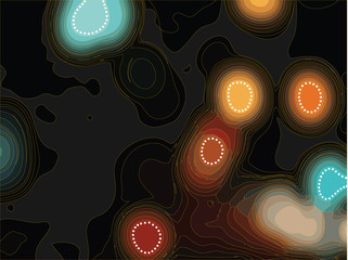 retro blur lights and dots on black background