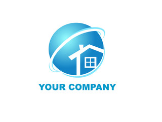 logo of your company, house in globe