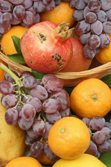 pomegranate, grape and tangerine