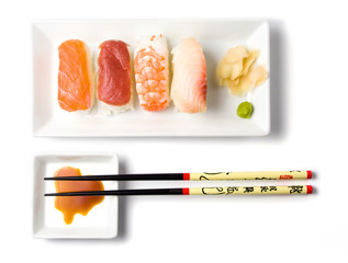 sushi serie nigiri-sushi mahlzeit von oben