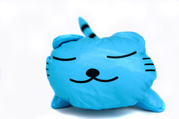 Blue cat puppet