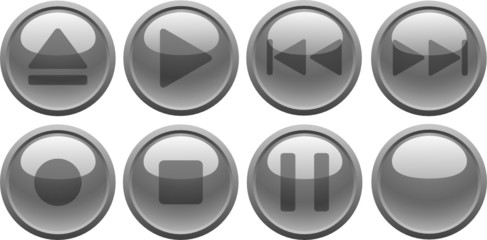 Grey media buttons. [Vector]
