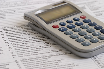 A calculator and the US Federal Tax Return 