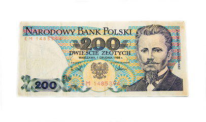 Polish old banknote. 200 zloty