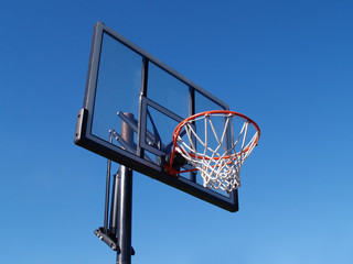 outdoor basketball net with a clear backboard