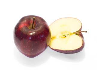 Red and half-cut apple isolated with white backgrownd