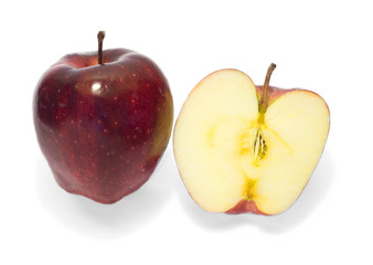 Red and half-cut apple isolated with white backgrownd