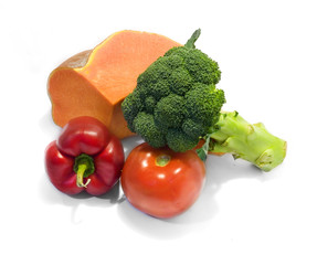 pumpkin, cauliflower, red sweet pepper and tomato isolated
