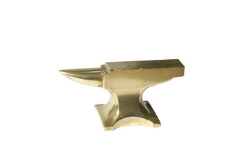 Shiny brass jeweler's anvil isolated on white background
