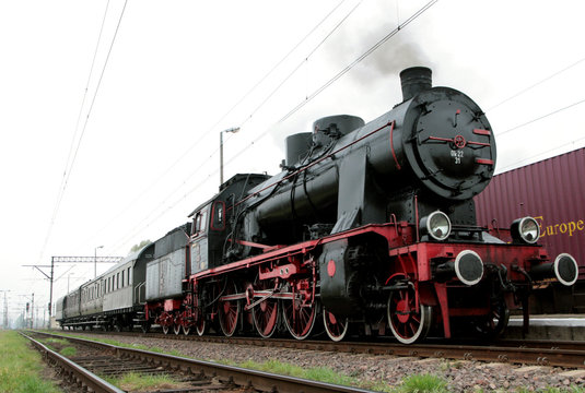 Fototapeta Retro steam train - Poland, Wolsztyn