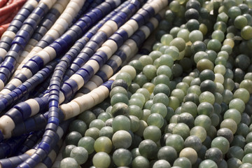 Jade and porcelain beaded necklaces