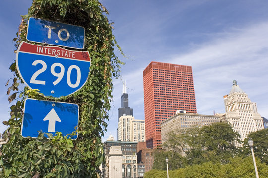 Sign of Interstate 290 in Chicago.