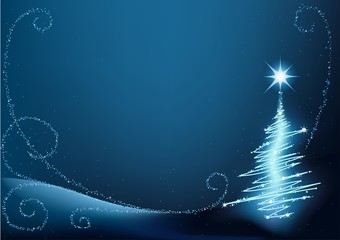 Blue Christmas Tree - christmas background © Roman Dekan