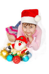 Funny christmass child with santa  
