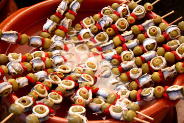 Fisch-Oliven-Spieß
