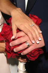 Married Hands on Red Flowers