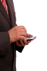 businessman working in PDA