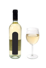 bottle and glass of white wine