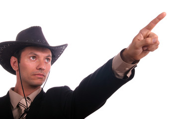 cowboy businessman pointing