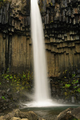 Vertical view of Svartifoss waterfall