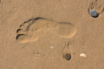 Trace  foot on sand