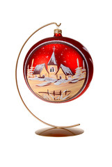 red christmas decoration on a stand