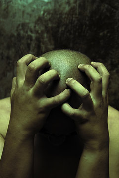 man having painful depression