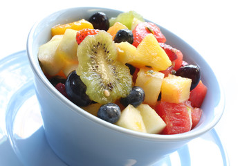 Fruit Salad in Blue Bowl