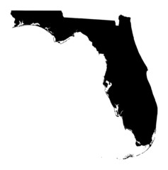 Detailed b/w map of Florida, USA