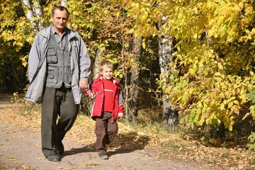 Fototapeta premium grandfather with grandson