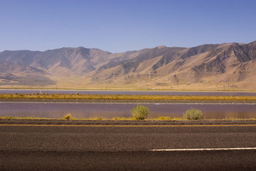 Highway with Mountains on the Background